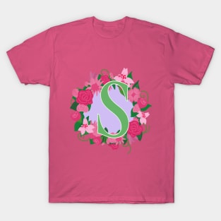 Monogram S, Personalized Floral Initial T-Shirt